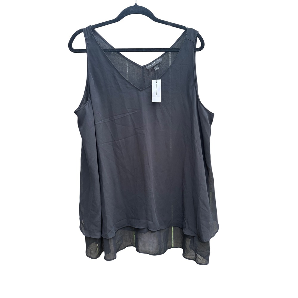 Lane Bryant Women Black V-Neck Chiffon Layered Tank Top Blouse Size 20 NWT - Picture 3 of 6